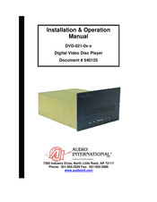 Audio International DVD-021-0x-2 Installation & Operation Manual