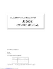 Japan Cash Machine J3500E Owner's Manual