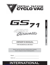 Cyclo Vac GS71 Owner's Manual