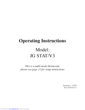 PlumbNation JG STAT/V3 Operating Instructions Manual
