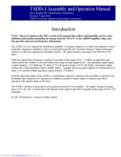 Tucson TADD-1 Assembly And Operation Manual