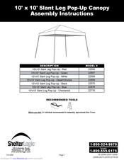 ShelterLogic 22559 Assembly Instructions Manual