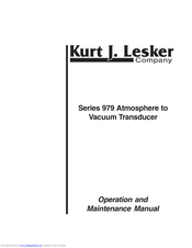 Kurt J. Lesker 979 Series Operation And Maintenance Manual