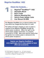 Magellan RoadMate 1400 - Automotive GPS Receiver Reference Card