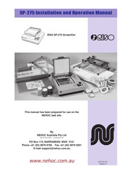 Riso ScreenFax SP-275 Installation And Operation Manual