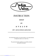 Audio Valve Avalon Instruction Manual