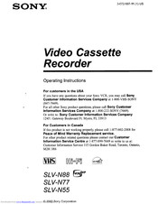 Sony SLV-N88 - Video Cassette Recorder Operating Instructions Manual