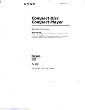 Sony Discman D-368 Operating Instructions Manual