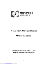 Teletronics International WINC 900A Owner's Manual