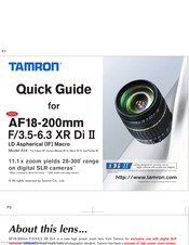 Tamron AF 18-200mm F/3.5-6.3 XR Di II LD Aspherical Quick Manual