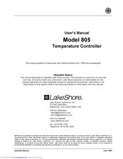 Lakeshore 805 User Manual