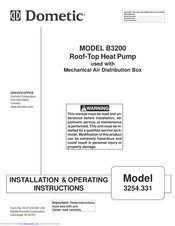 Dometic 3254.331 Installation & Operating Instructions Manual