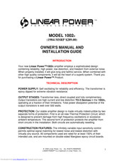 Linear Power 1002 Owner's Manual And Installation Manual