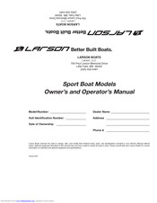 LARSON Sport Boat Models Owner's And Operator's Manual