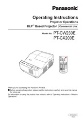 Panasonic PT-CW230E Operating Instructions Manual