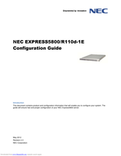 NEC EXPRESS5800/R110d-1E Configuration Manual