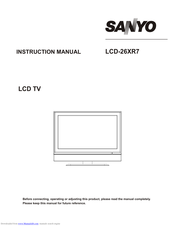 Sanyo LCD-32XR7 Instruction Manual