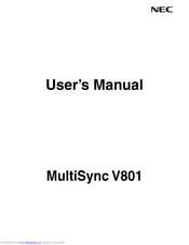NEC MultiSync V801 User Manual