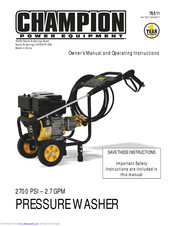 Champion 76511 Owner's Manual And Operating Instructions