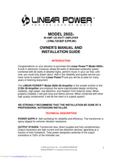 Linear Power 2602 Owner's Manual And Installation Manual
