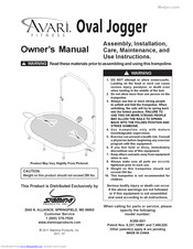 Avari Fitness Oval Jogger A350-001 Owner's Manual