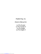 Paddle King Lo Pro Cruiser II Owner's Manual