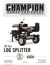 Champion 93020 Owner's Manual & Operating Instructions