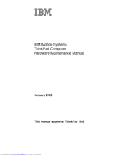 Ibm ThinkPad R40 Hardware Maintenance Manual