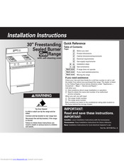 Whirlpool Freestanding Sealed Burner Gas Range Installation Instructions Manual