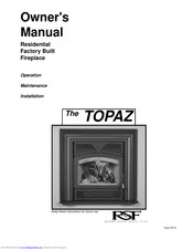 Rsf Woodburning Fireplaces Topaz Owner's Manual