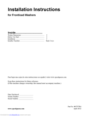 Speed Queen 802757R4 Installation Instructions Manual