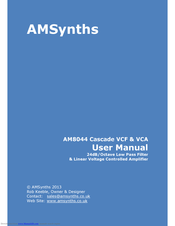 AMSynths AM8044 Cascade VCF User Manual