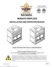 STOVE BUILDER INTERNATIONAL INC MONACO Owner's Manual