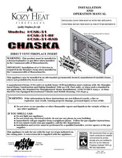 Kozy Heat CSK-31-RF Installation And Operation Manual