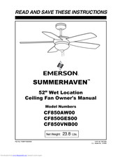 Emerson SUMMERHAVEN CF850GES00 Owner's Manual