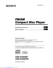 Sony CDX-GT62PW Operating Instructions Manual
