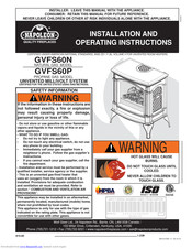Napoleon GVFS60-P Installation And Operating Instructions Manual