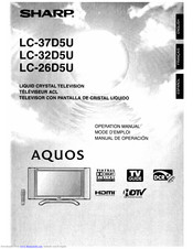 Sharp Aquos LC 26D5U Operation Manual