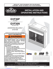 Napoleon GVF36P Installation And Operating Instructions Manual