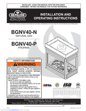 Napoleon BGNV40-P Installation And Operating Instructions Manual