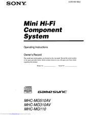 Sony MHC-MG310AV - Mini Hi-fi Component System Operating Instructions Manual
