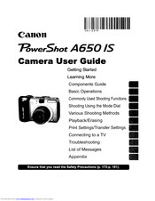 Canon Powershot A650 IS User Manual