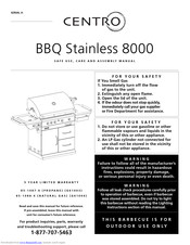 Centro BBQ Stainless 8000 Safe Use, Care And Assembly Manual
