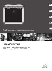 Behringer ULTRATONE KT108 Quick Start Manual