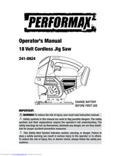 Performax 241-0924 Operator's Manual