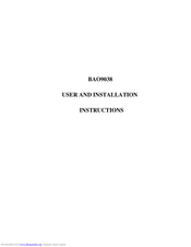 Think Appliances BAO9038 User And Installation Instructions Manual