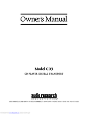 Audio Research CD3 Owner's Manual