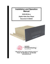 Audio International DVD-222-0x-x Installation And Operation Manual