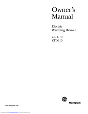 Monogram ZKD910 Owner's Manual