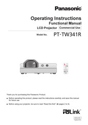Panasonic PJLink PT-TW341R Operating Instructions Manual